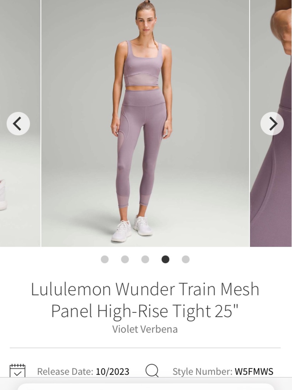 Like New Lululemon Wunder Train Mesh Panel High-Rise Tights - Violet Verbena 2